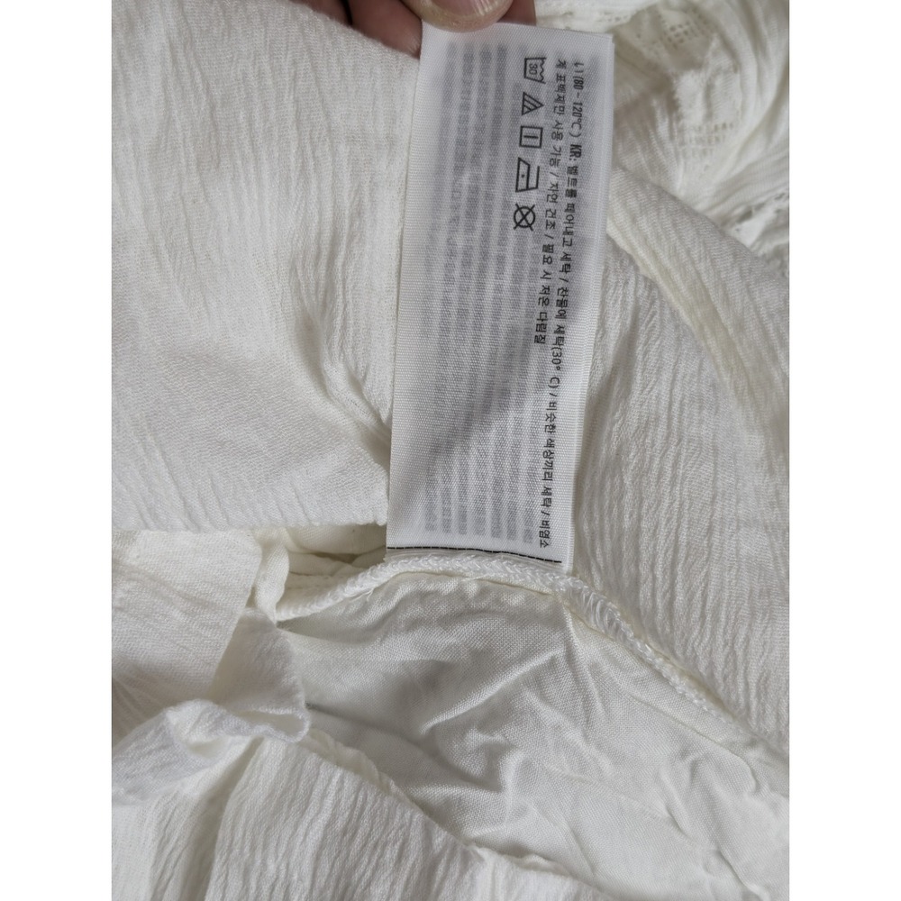 Abercrombie & Fitch White Crinkle Gauze Lace Romper Button Tie Waist Size Medium - Picture 13 of 14